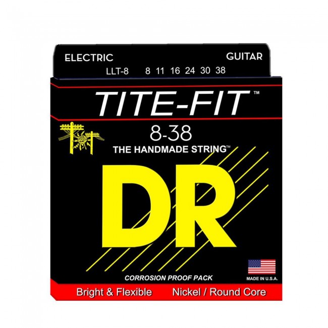 DR Strings LLT-8 | Cuerdas para Guitarra Eléctrica Tite Fit Electric Round Core