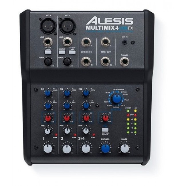 Alesis MULTIMIX4USBFX | Mezclador de 4 canales con efectos