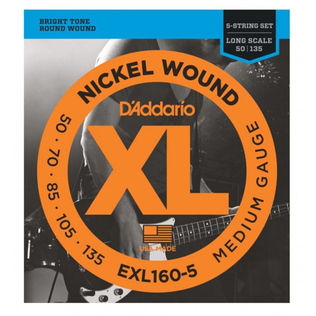 DADDARIO EXL160-5 | Daddario Cuerdas Bajo XL Niquel 5 Cuerdas Medium/Long Scale 50-135
